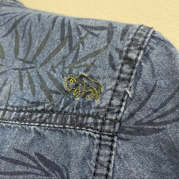 Buffalo David Bitton Shirt Button Down Collared Cotton Palm Chambray Print Men S - Picture 5 of 13